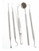 Professionellt tandhygienkit, tandborste, tandkräm och munspegel