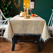 Julbordsduk Blommig Tassel Bordsduk Gyllene Bordsduk（guld）