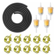 Bränsleledningskit, 3M Lång Bränsleledning, 5mm Innerdiameter, med 4st 8mm Bränslefilter och 10st Slangklämmor