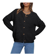 N Dam Cardigan Tröjor 2023 Höst Trendig Öppen Fram Knapp Ned Lång Ärm Ficka Kabel Chunky Stickad Tweed Jackor