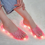 Glimmande kristallslippers flickor sommar roliga prinsessa blinkande tofflor kvinnor pink 23.5cm