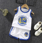 Basketboll träningsdräkt set tank top tröja + shorts set - Perfekt vit Golden State Warriors 30 60-72 månader