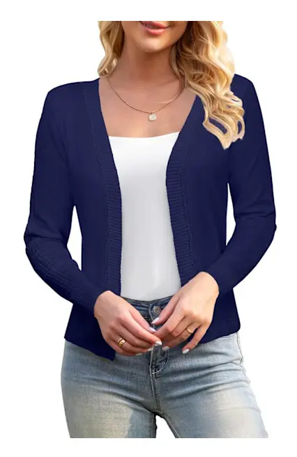 amee Dam 3/4 Ärm Klippt Cardigan Tröjor Öppen Fram Bolero Korta Shrugs S-XL