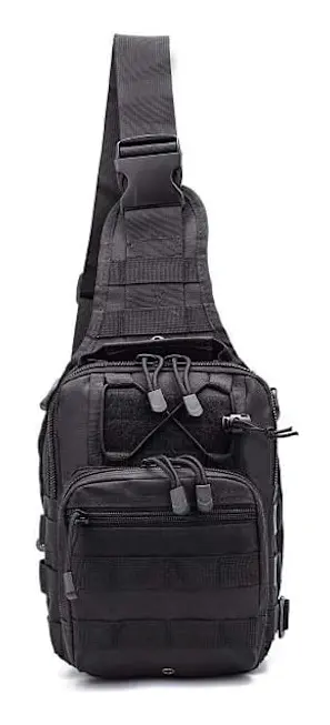 Sling Bag Taktisk Ryggsäck Utomhus Axelväska Satchel Bröstpaket Dagryggsäckar för Smart Phone Klättring Camping Cykling Vandring BIack