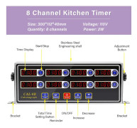 Kommersiell kökstimer för matlagning Timer Manuell Stor Stor Timer Digital Timer 8-kanals digitala kökstimers Kommersiell fritös Påminnelse med högt