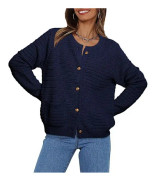 N Dam Cardigan Tröjor 2023 Höst Trendig Öppen Fram Knapp Ned Lång Ärm Ficka Kabel Chunky Stickad Tweed Jackor