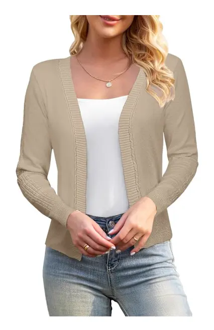 amee Dam 3/4 Ärm Klippt Cardigan Tröjor Öppen Fram Bolero Korta Shrugs S-XL