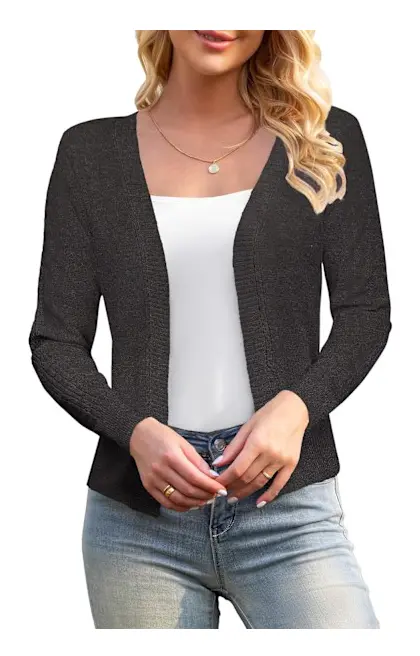 amee Dam 3/4 Ärm Klippt Cardigan Tröjor Öppen Fram Bolero Korta Shrugs S-XL