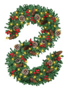 Lysande Julglädje, Förbelyst Julgirlang, Flexibel Form, Frodig Tallgirlang Prydd med Röda Bär och Kottar, 360 cm Lång, 25,5 cm