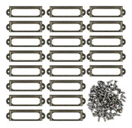 50 st metalletiketthållare för möbellådor skåp kort namnskyltar ramar med skruvar för skrivbord bokhylla bokhylla hyllor brons (s 59 x 17 mm)