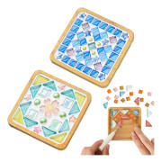 Mosaikkit med träunderlägg, DIY-hantverksmaterialpaket för underläggshandgjorda dekorationsgåvor (2 set)