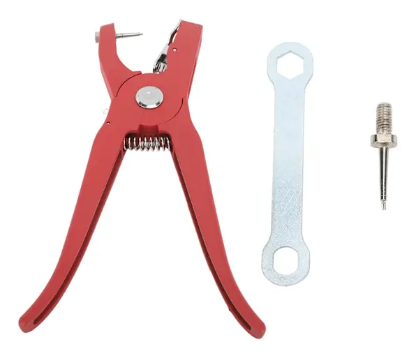 Tång för öronmärkning av boskap, röd, ergonomiskt handtag, halkfri, ansträngningsbesparande öronmärkningsapplikator för grisar, getter, nötkreatur och får