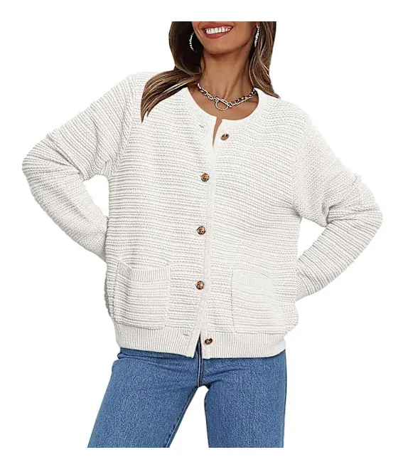 N Dam Cardigan Tröjor 2023 Höst Trendig Öppen Fram Knapp Ned Lång Ärm Ficka Kabel Grov Stickad Tweed Jackor