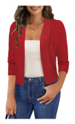 amee Dam 3/4 Ärm Cropped Cardigan Tröjor Öppen Fram Bolero Korta Shrugs S-XL