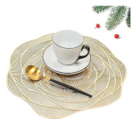 Set med 6 tvättbara PVC-underlägg, runda vinyl, jul, bröllop, middag, restaurang, hotell, 6 stycken Cisea