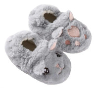 Pojkar Flickor Varma Plysch Djurtofflor Barn Vinter Inomhus Hushållsskor gray s094 11-12 little kid