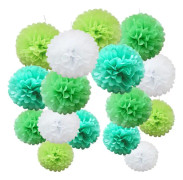 16 st blandade silkespapperspompoms, handgjorda bröllopsfestdekorationer, gröna nyanser