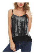 INIOR Jul Kvinnor Paljett Tank Toppar Glittrande Paljett Linne Toppar Glitter Paljetterad Väst Jul Fest