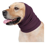 Öronmuffar för hund, hundhuva för brusreducering, ångestlindring, lugnande nack- och öronvärmare för hundar och katter (lila, liten)