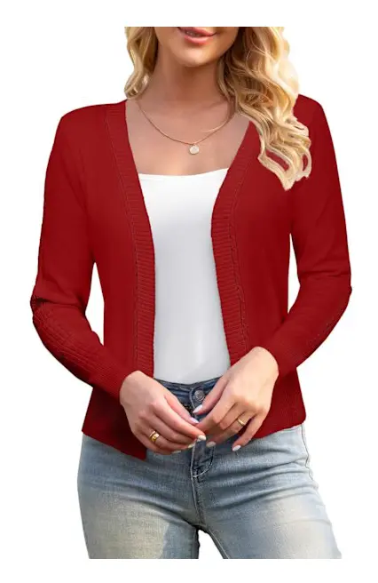 amee Dam 3/4 Ärm Klippt Cardigan Tröjor Öppen Fram Bolero Korta Shrugs S-XL
