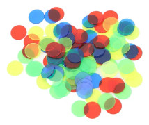 100 st spelmarker i genomskinligt material, 15 mm i diameter, 4 färger, runda räkneskivor för brädspel