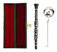 Miniatyrklarinett med stativ och fodral Mini Musikinstrument Dockhusmodell Dekoration 5,12 tum