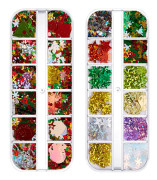 Färgade paljetter Nagelkonst, Glitter Tunna paljettflingor Stickers, Julnageldekaler style 3