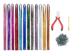 Holografiskt Hårglitter, Professionella Värmebeständiga Silkesförlängningar, Lätta att Fästa, Clip In, Glittriga Håraccessoarer för Flickor, Kvinnor