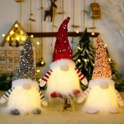 3-pack Ljushållande Tomte Juldekoration Med Ljus, Handgjorda Svenska Jultomtar Med Glittrande Hattar