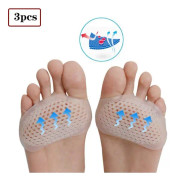 Metatarsaldynor Andningsbar Gel Smärtlindring, Flexibelt Material Halkfritt För Hallux Valgus Metatarsalgi, Mjuk Silikon Framfotskudde Tre Tår Omslag, Nät