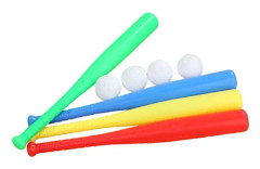 Pedagogiskt basebollträ i plast för nybörjare, förbättrar hand-öga-koordination, tjockt skaft för bättre känsla, lätt att använda, färgglada mjuka basebollar