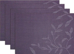 Vävda vinyl placemats set om 4 lila bladmönstrade placemats Wip