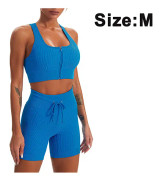Kvinnors träningskläder 2 delar dragkedja sport tajt sport bh fitness yoga shorts yoga set sömlös gym dragkedja bh yoga hög midja