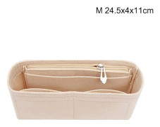 Multi-Pocket Women Insert Bag Handbag i filt tyg Beige