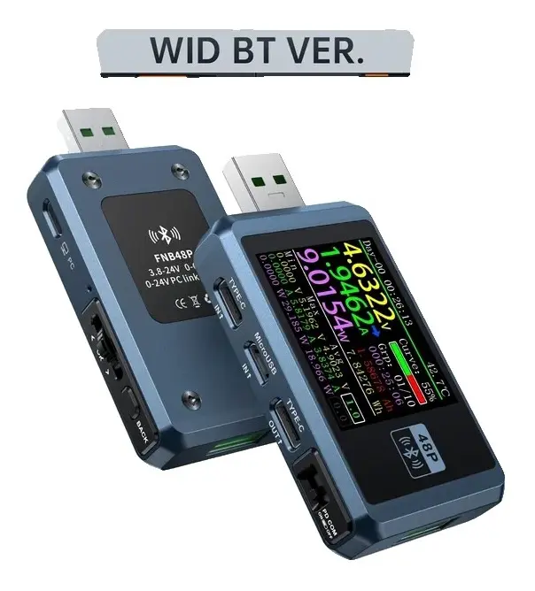 USB-testare, snabb laddningsdetektering, CNC-metallskal, FNB48P Ingen Bluetooth