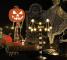 Orange Pumpa Vit Spöke Svart Fladdermus Ljus, LED för Inomhus och Utomhus Halloween Dekoration