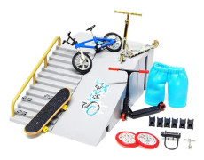 9-delad skatepark-set för fingerboard, mini finger skateboard och ramp