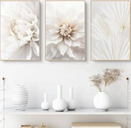Set med 3 affischer vita ros blommor bilder, canvas bilder, utan ram 20x25cm