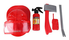 5 st Barn Brandman Brandman Cosplay Leksaker Kit Hjälm Brandsläckare Intercom Yxa Skiftnyckel