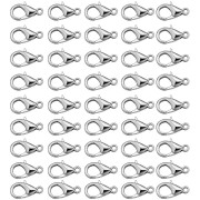 Rosenice 100 st krökta hummerlås hummerklolås DIY smyckesfäste krok halsband DIY fästelement (vit)（Silver）