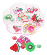 1 låda barn frukt öronklämma set örhängen kit bedårande clip-on öronproppar för barn barn bär (10X10X2CM, som visas)