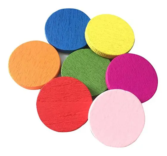 50 st runda träbitar färgglada skivor inlärningsverktyg elever matematikundervisningshjälpmedel för barn flicka (blandad färg)（2.00X2.00X0.20CM）