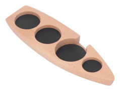 Kaffe Tamper Hållare Båt Form 4 Spår Anti Slip Stabil Trä
