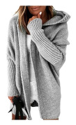 Damen Grobstrick-Cardigan Lang Winter Grobstrickjacke Strickmantel