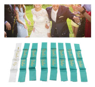 8 st Brud Brudtärna Sash Guld Bokstäver Hypoallergen Material Bröllop Brud Till Vara Sash Set för Bröllopsfester Vit Grön