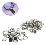 100 set knappnålsdelar i robust metall och plast, rostfria och släta knapptillverkningstillbehör för märken DIY 37 mm