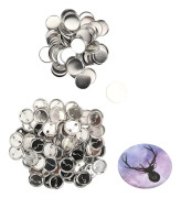 100 Set Pin Back Button Delar Robust Metall Plast Rostfri utjämningsknapp Tillbehör för Badge DIY 44MM