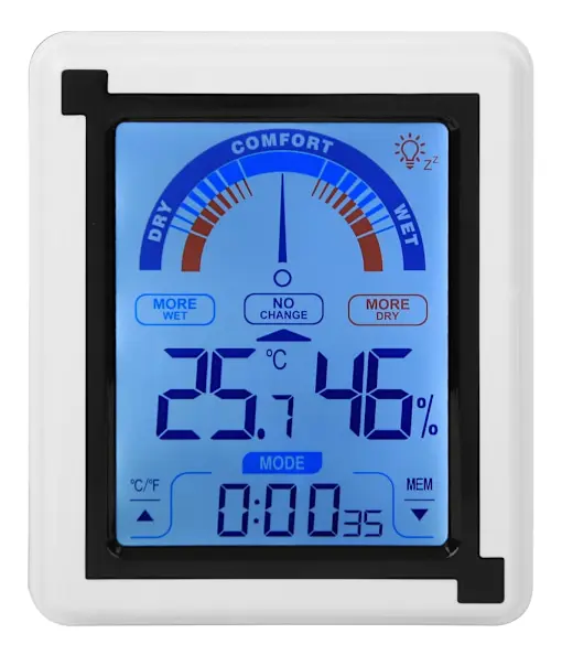 LCD-pekskärm väderklocka digital temperatur hygrometer