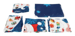 Julbordsduk Stolöverdrag Set för Hem Kök Matsal Festlig dekoration Blå jultomte 140x180cm