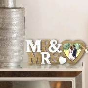 Bordsdekorationer för bröllop, robust Mr och Mrs-skylt av fiberplatta för årsdag, Alla hjärtans dag, Just Married-banderoll, presenter till brud och brudgum